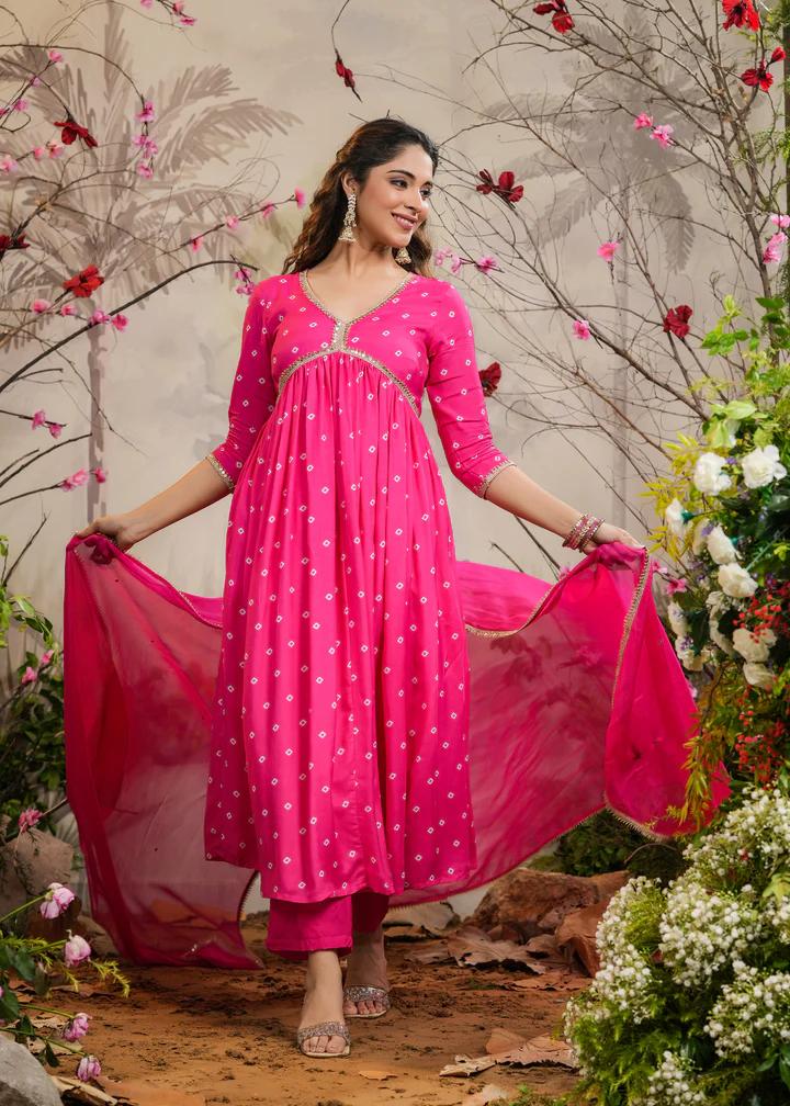 Georgette Anarkali Kurta Set with Dupatta