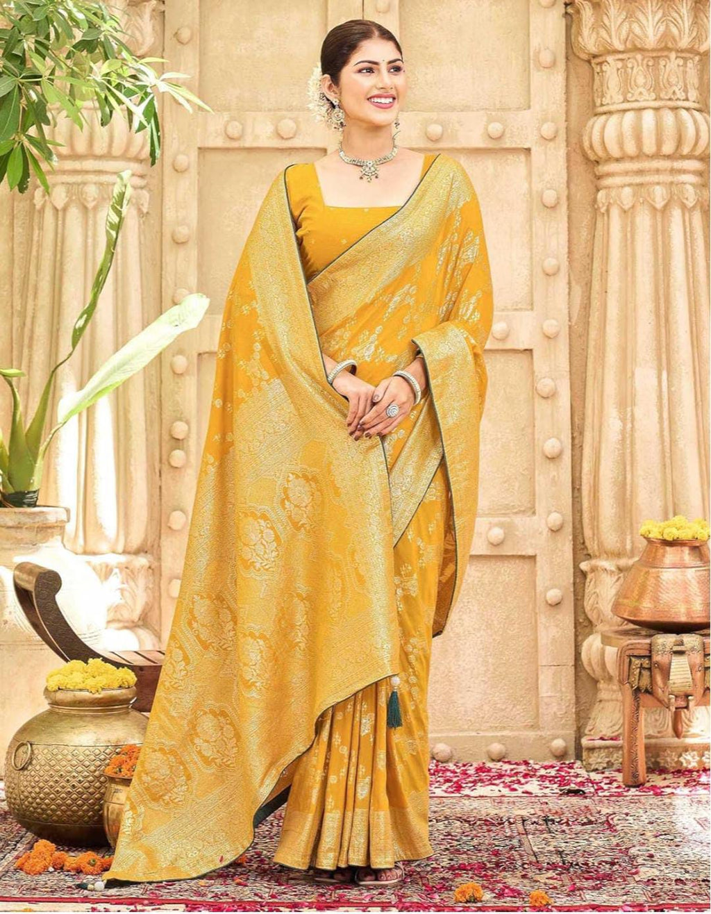 Exquisite Brocade Saree Weaving Artistry Showcases Festive Grandeur