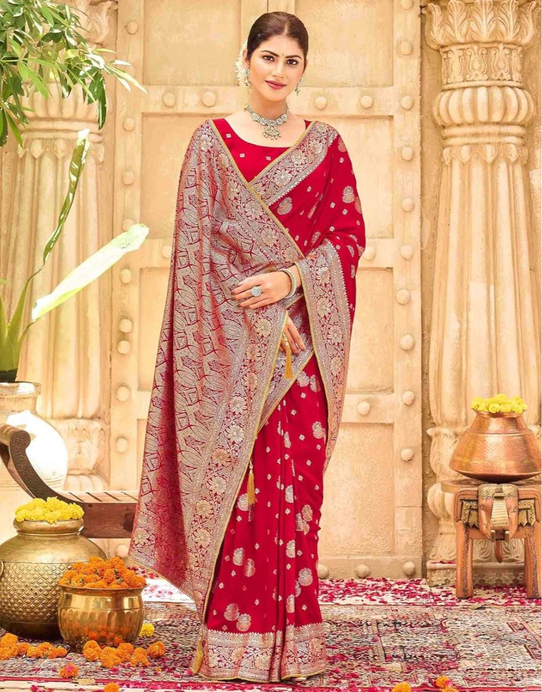 Exquisite Brocade Saree Weaving Artistry Showcases Festive Grandeur