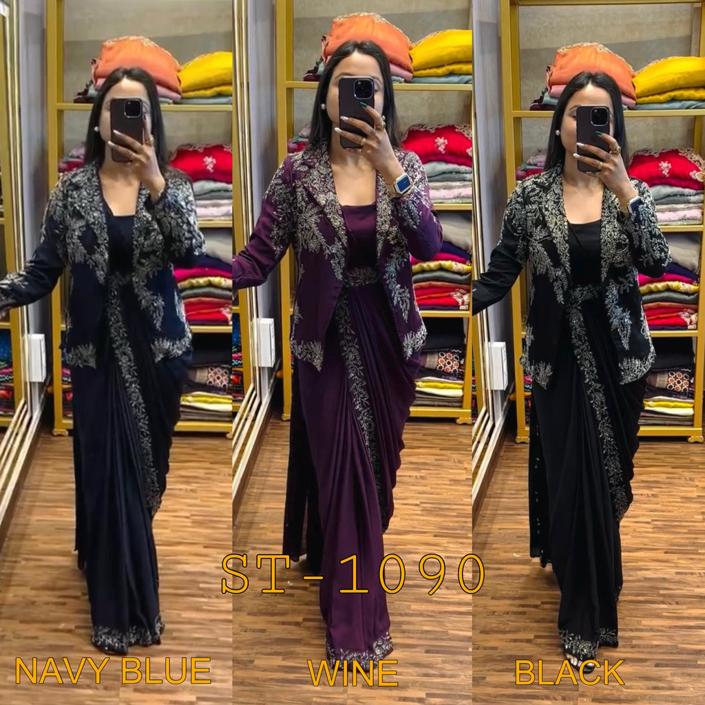 Elegant Saree with Embroidered Jacket