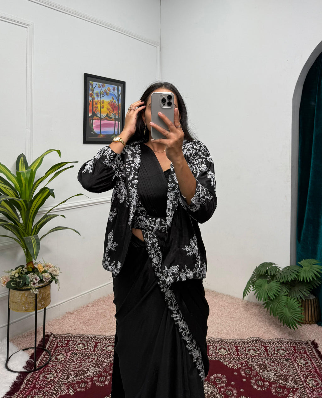 Elegant Saree with Embroidered Jacket