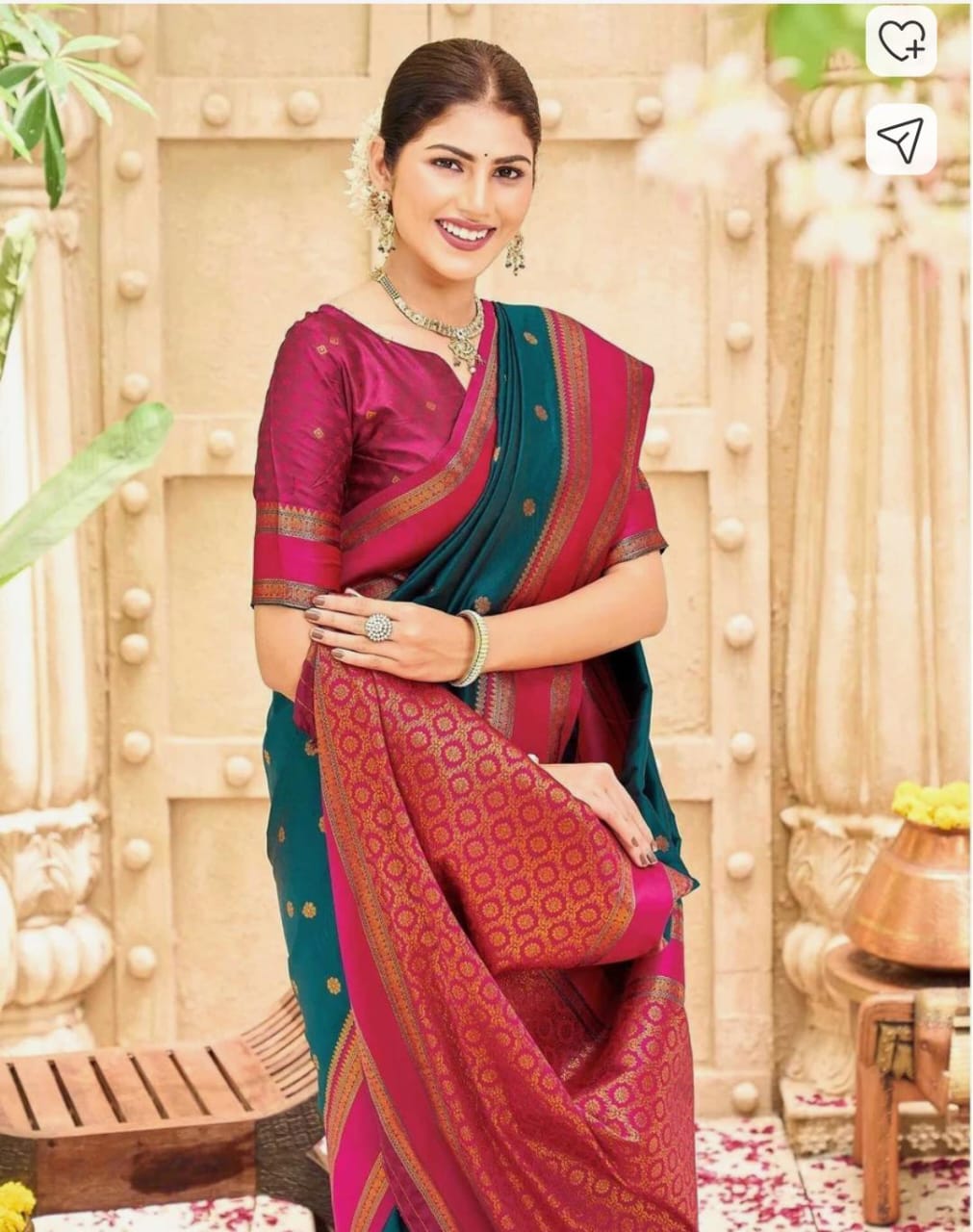 Stylish Saree with Small Dots and Detailed Border.