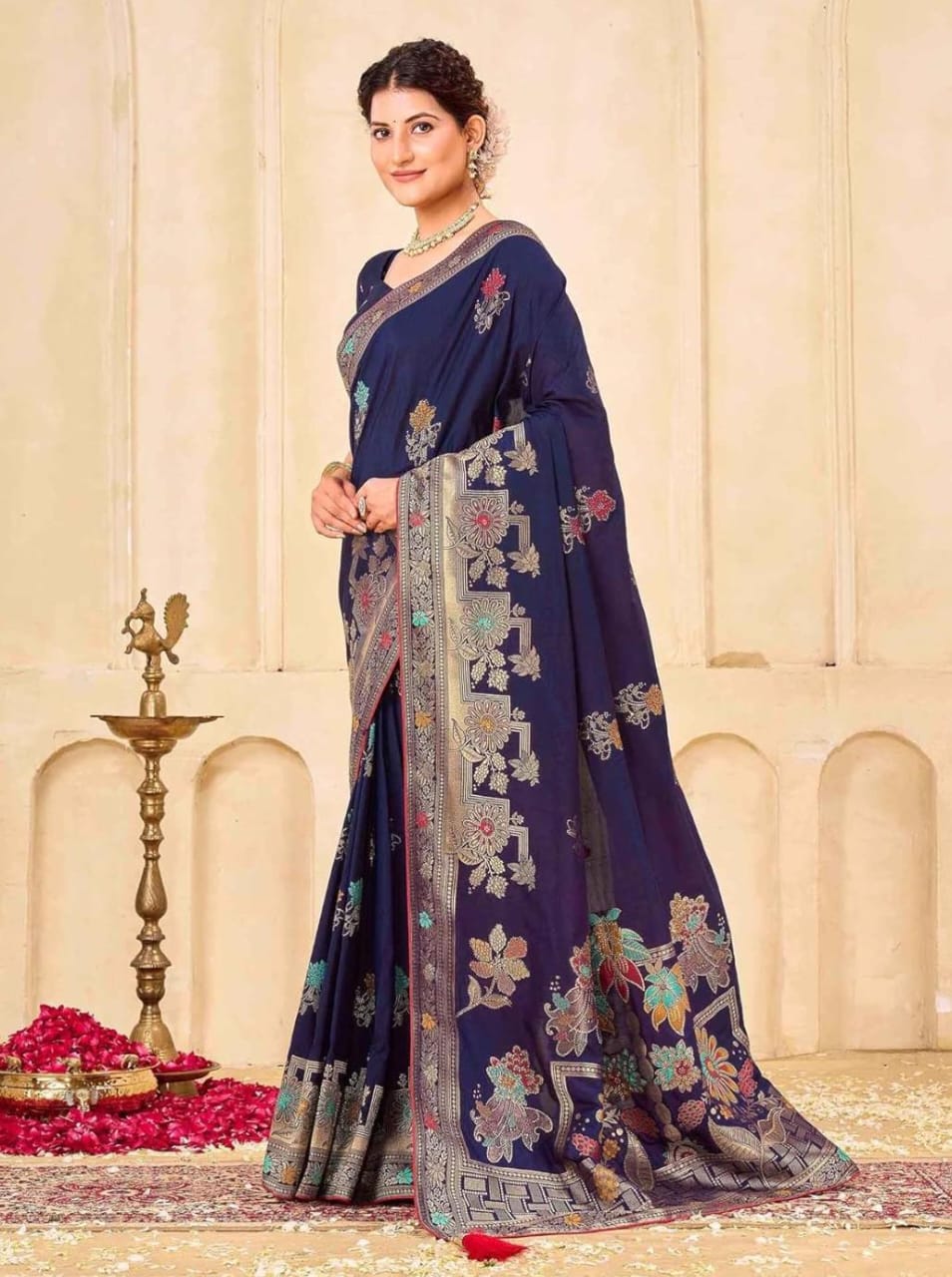 Regal Silk Saree with Intricate Multicolored Weave