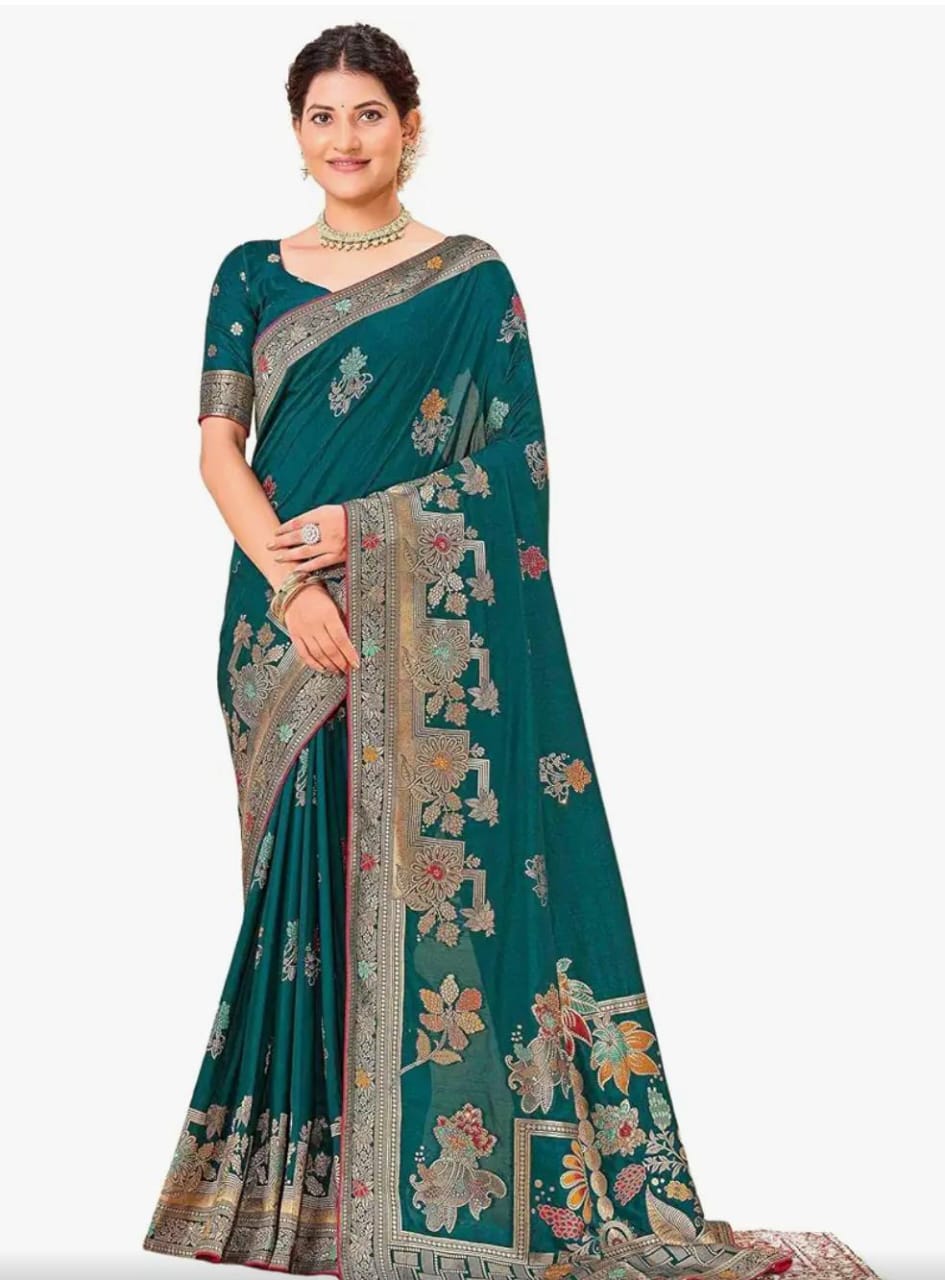 Regal Silk Saree with Intricate Multicolored Weave