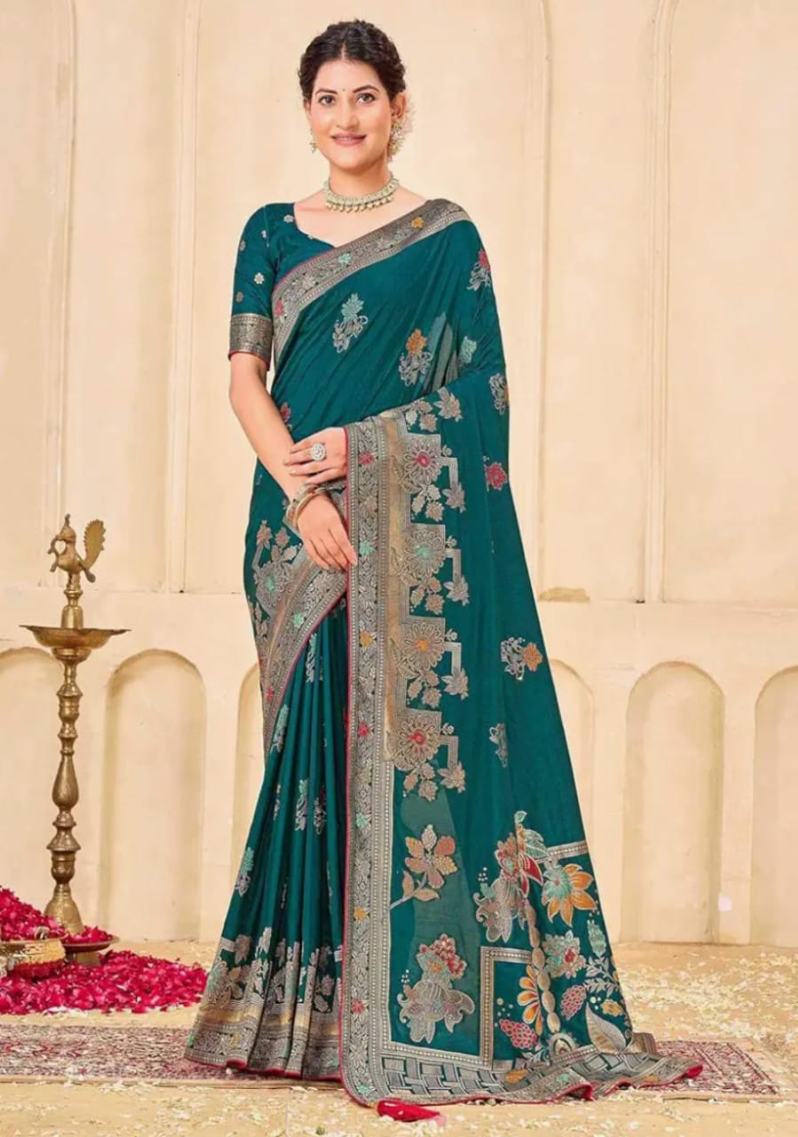 Regal Silk Saree with Intricate Multicolored Weave