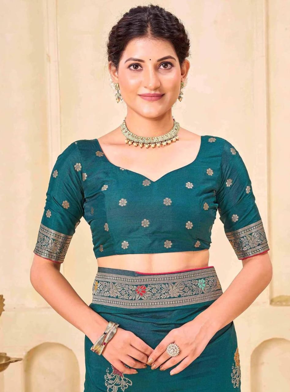 Regal Silk Saree with Intricate Multicolored Weave