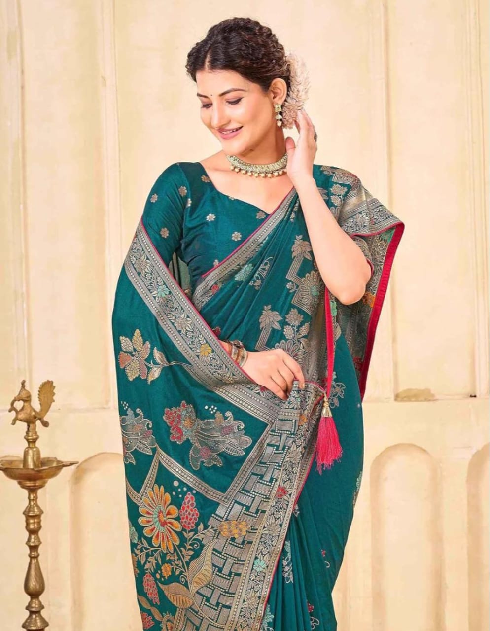 Regal Silk Saree with Intricate Multicolored Weave