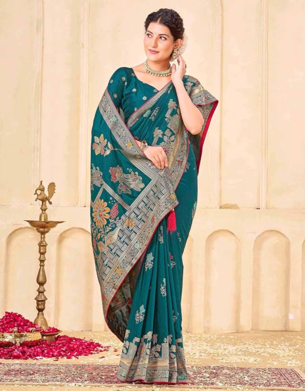 Regal Silk Saree with Intricate Multicolored Weave