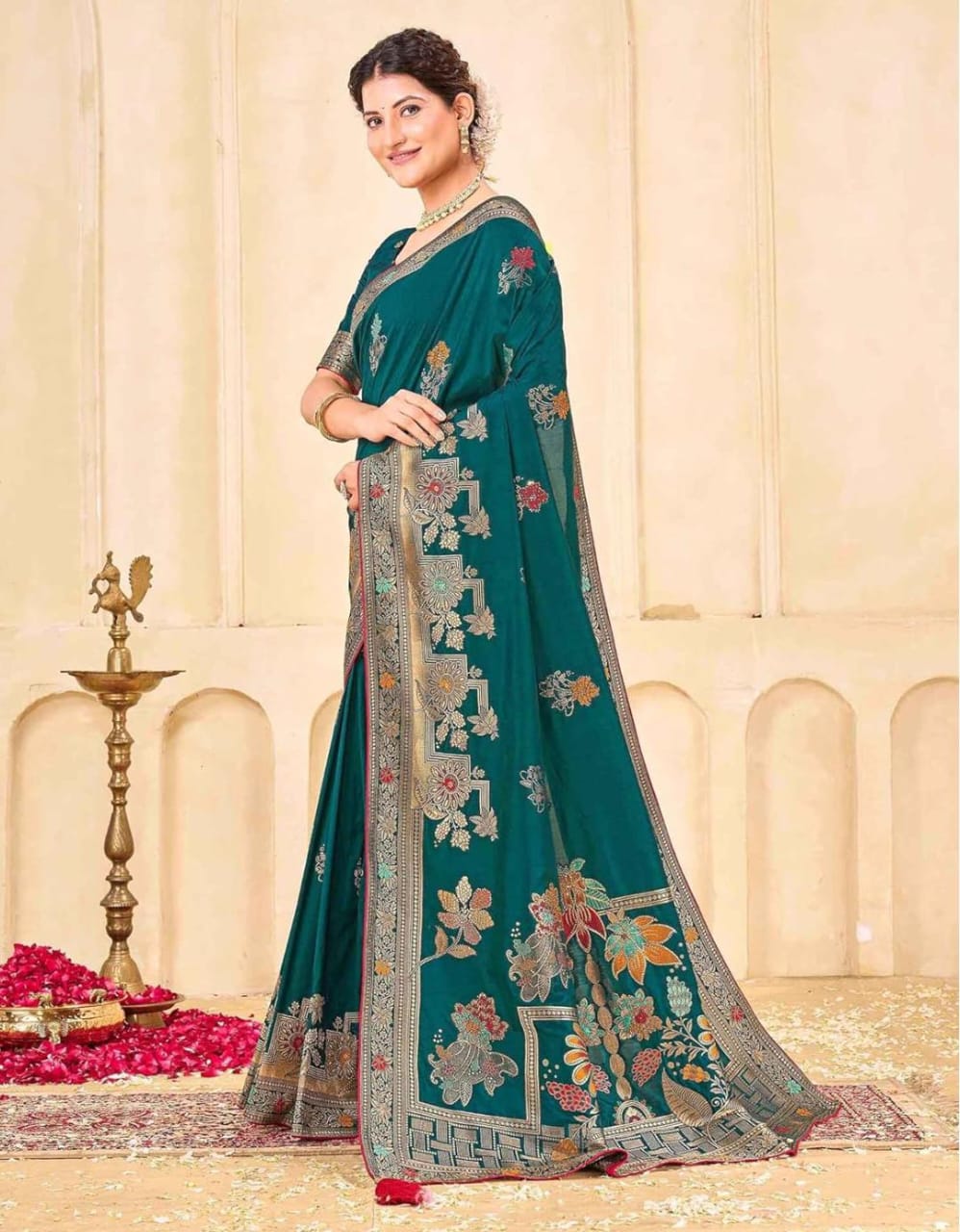 Regal Silk Saree with Intricate Multicolored Weave