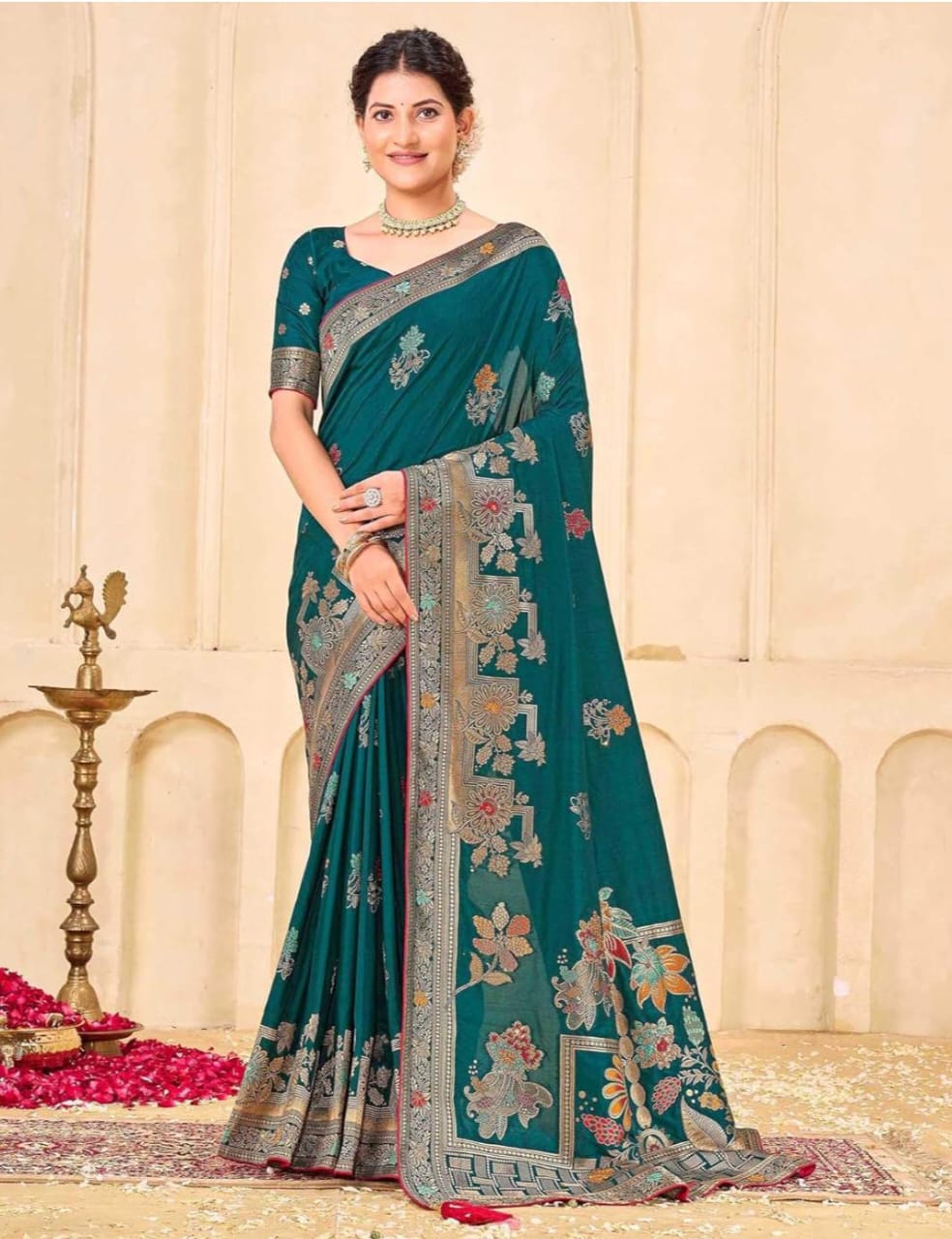 Regal Silk Saree with Intricate Multicolored Weave