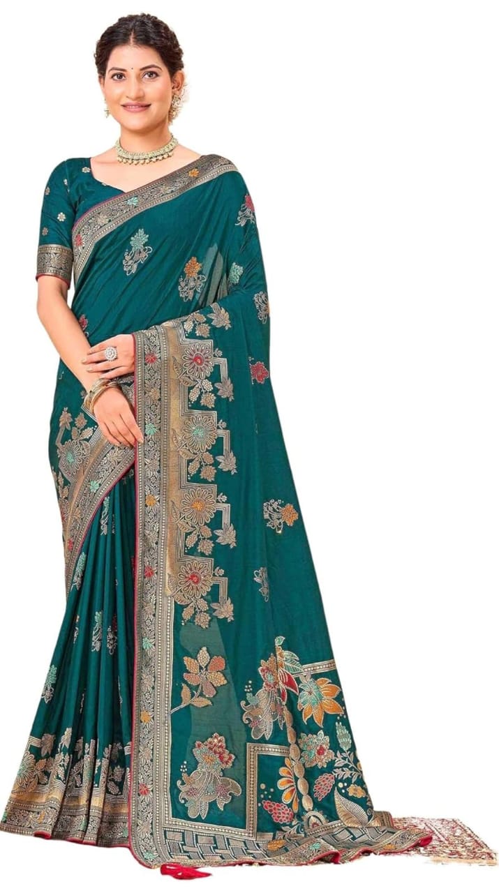 Regal Silk Saree with Intricate Multicolored Weave