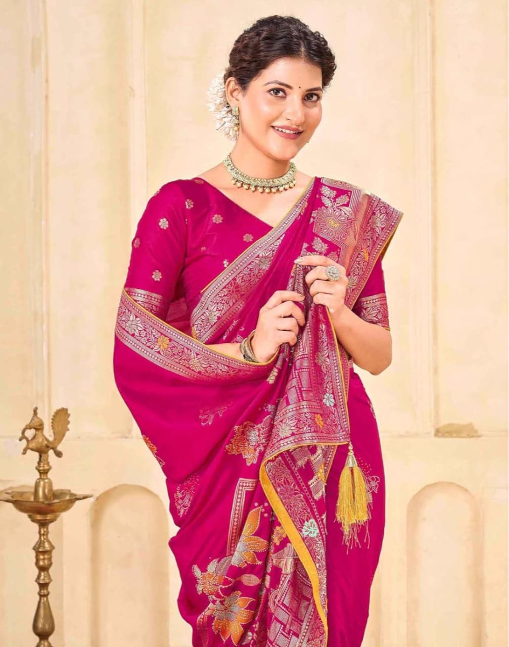 Regal Silk Saree with Intricate Multicolored Weave