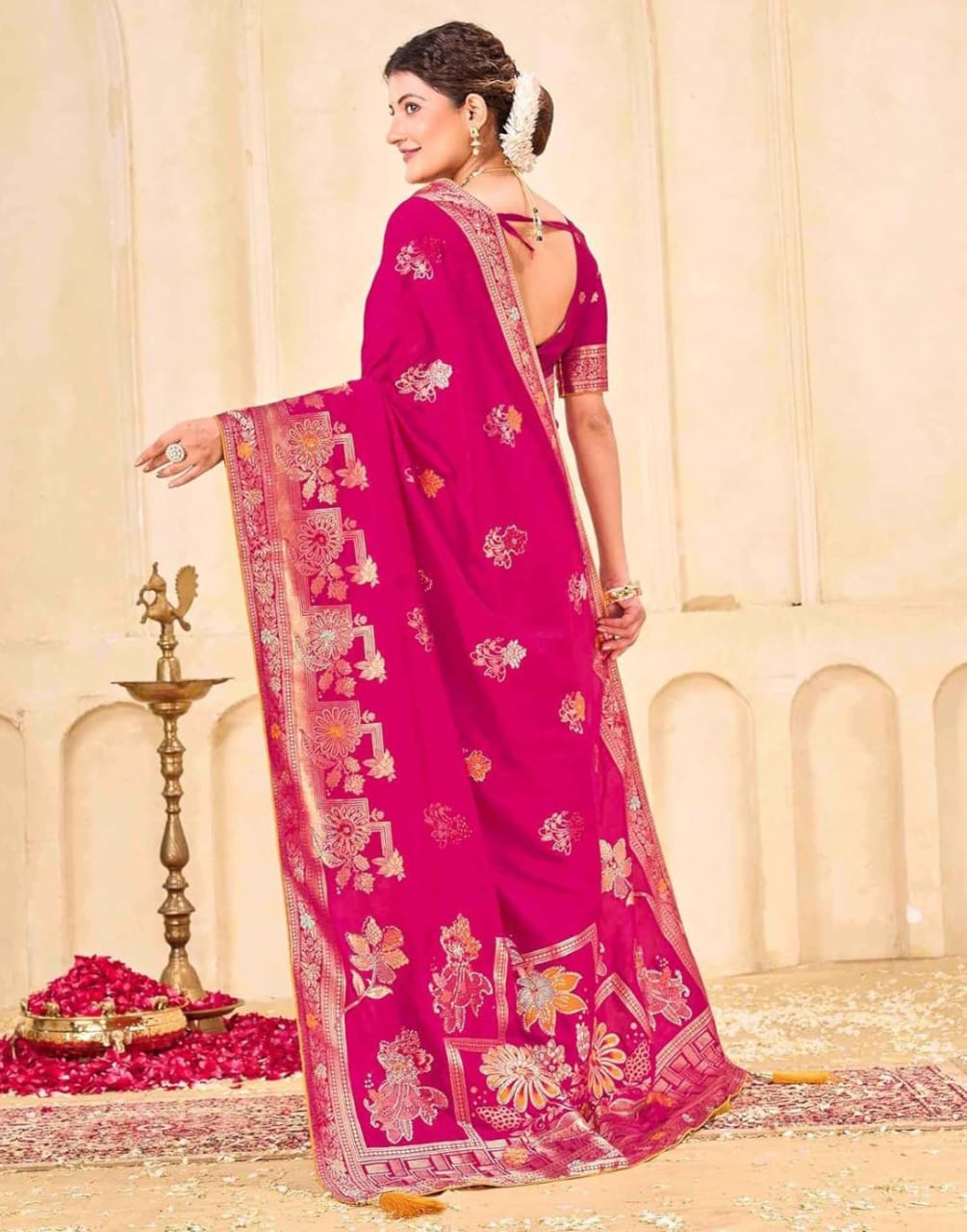 Regal Silk Saree with Intricate Multicolored Weave