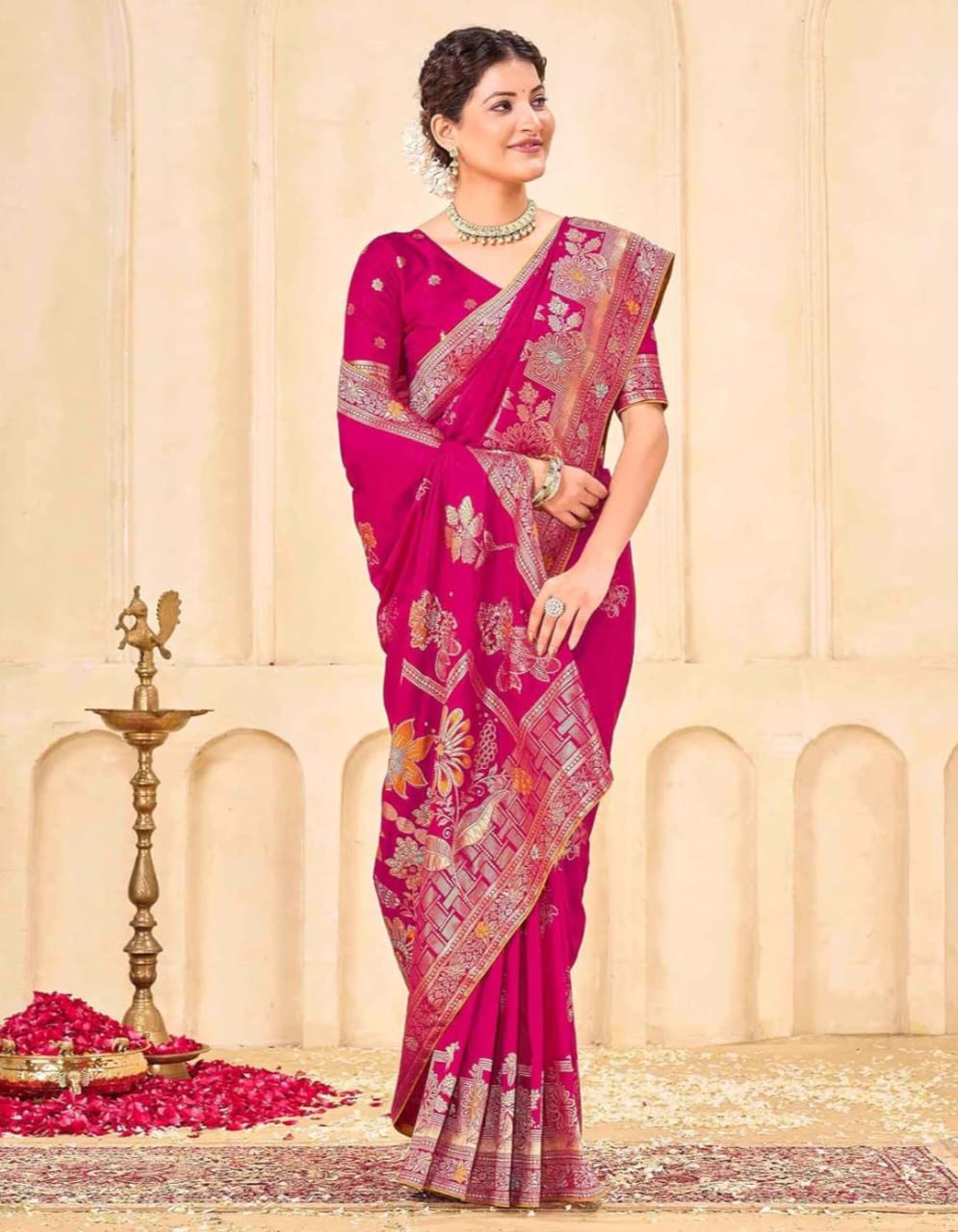 Regal Silk Saree with Intricate Multicolored Weave