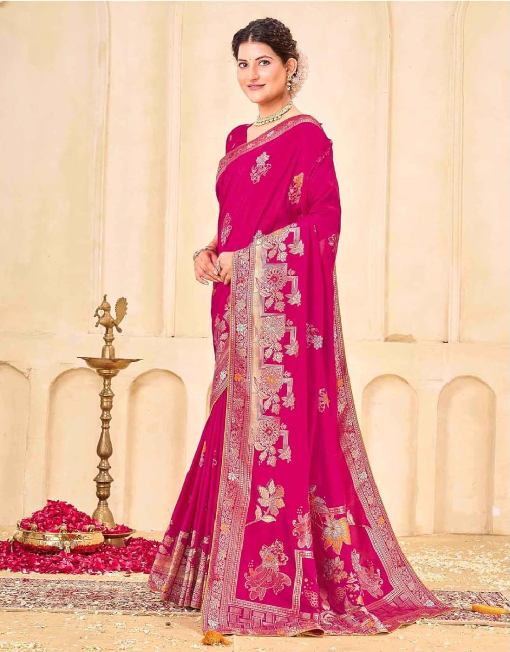 Regal Silk Saree with Intricate Multicolored Weave