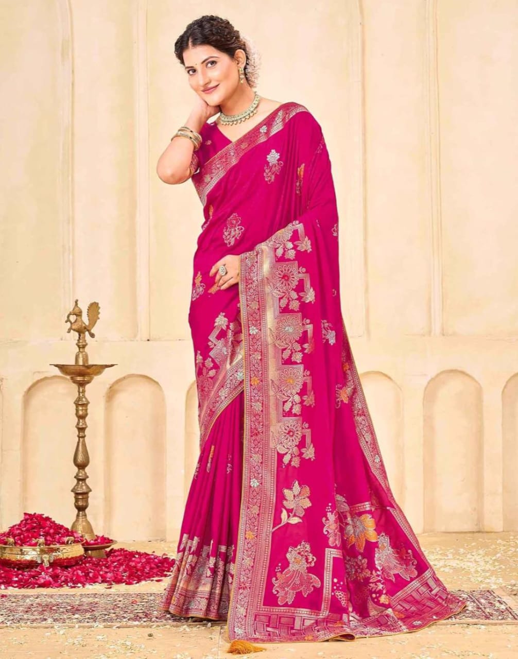 Regal Silk Saree with Intricate Multicolored Weave