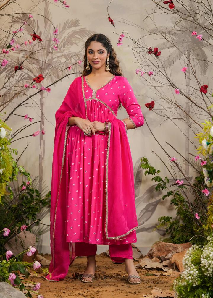 Georgette Anarkali Kurta Set with Dupatta