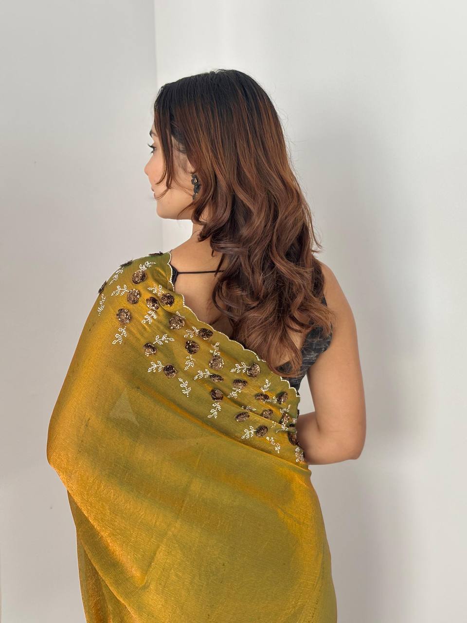 Saree with Delicate Floral Border Embroidery