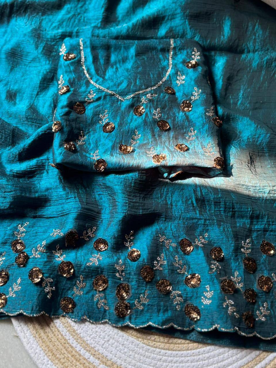 Saree with Delicate Floral Border Embroidery