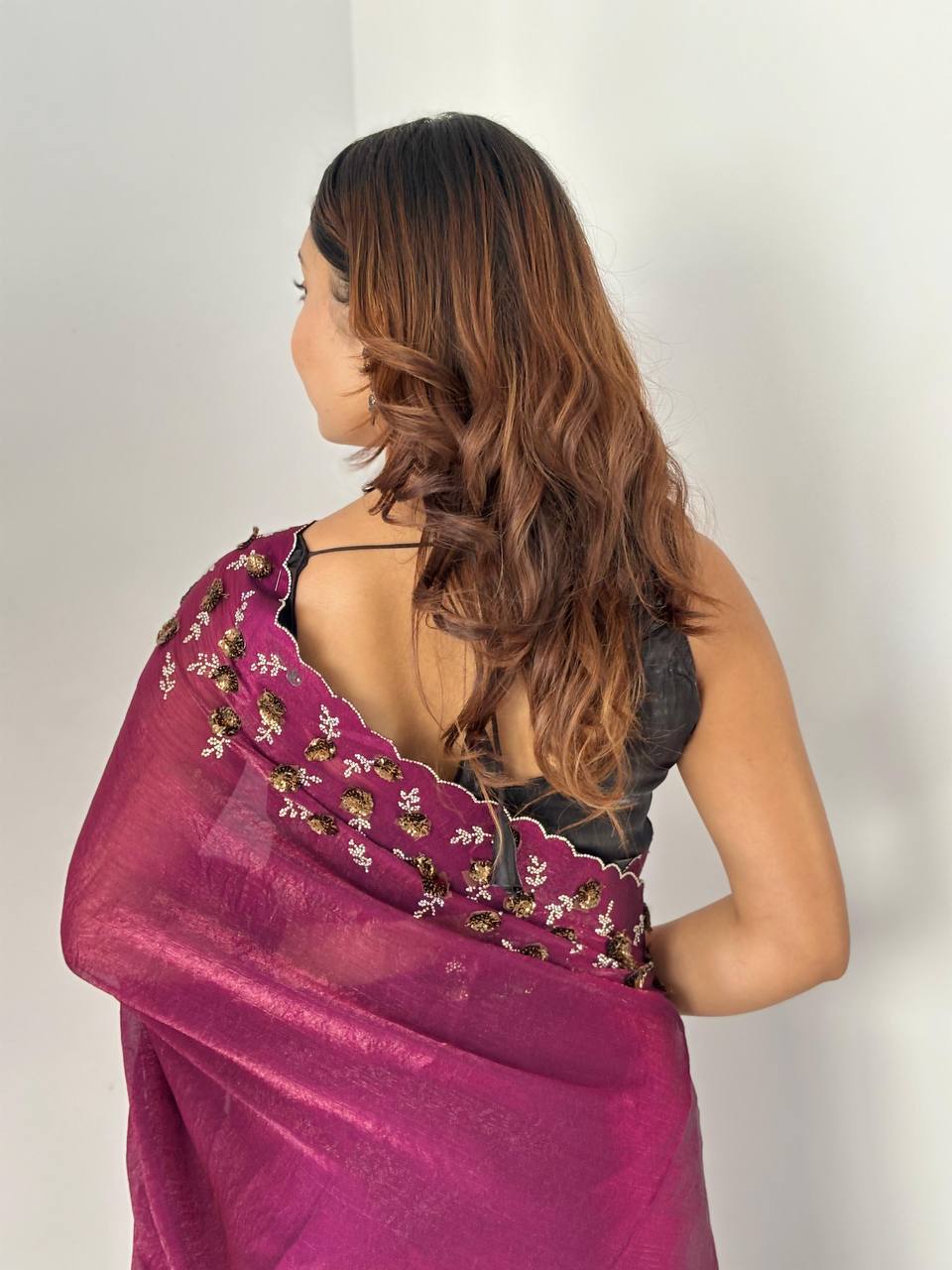 Saree with Delicate Floral Border Embroidery