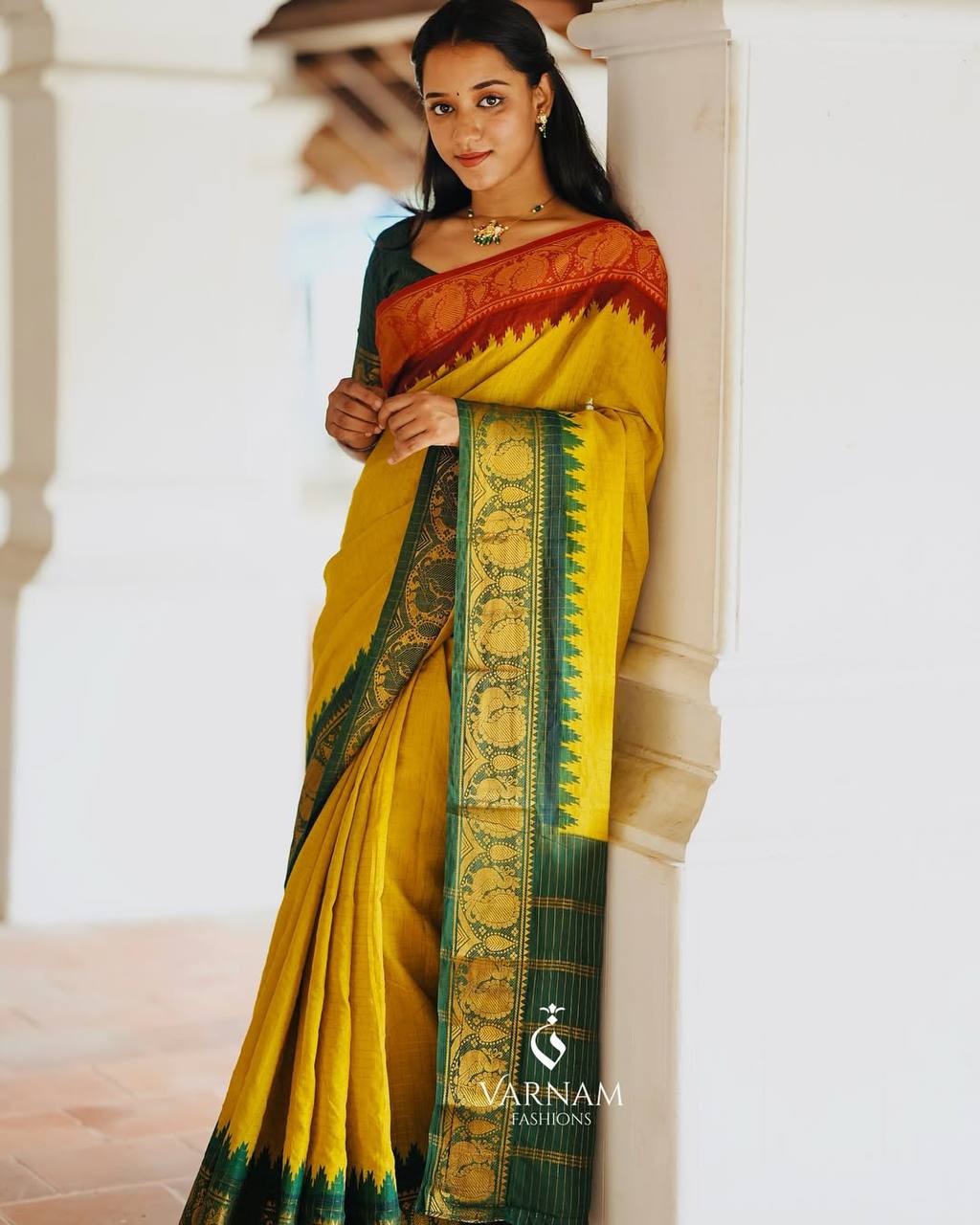 Soft lichi silk yellow Ethnic Tradition Saree