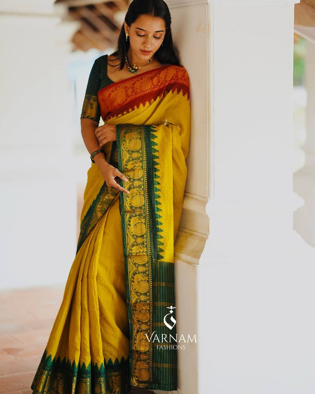 Soft lichi silk yellow Ethnic Tradition Saree