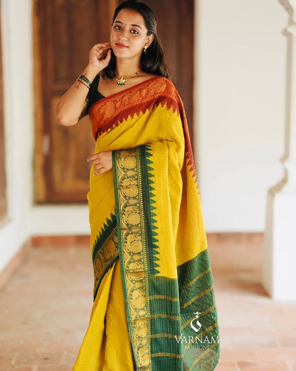 Soft lichi silk yellow Ethnic Tradition Saree
